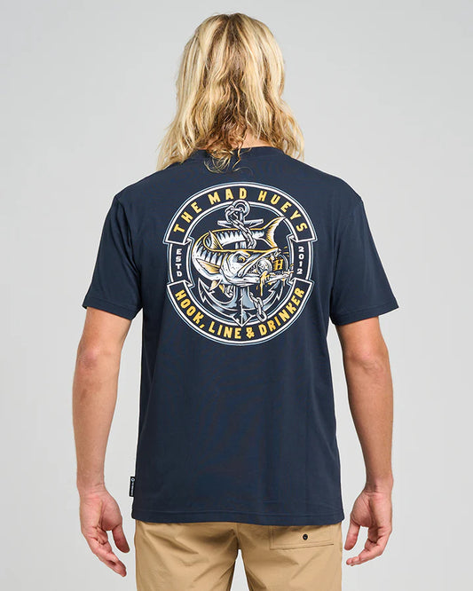 THE MAD HUEYS HOOKED CUDA SS TEE NAVY