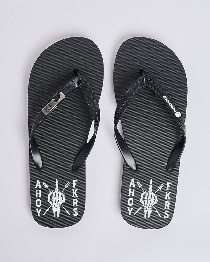 THE MAD HUEYS AHOY FKRS STORM BOTTLE OPENER THONGS BLACK