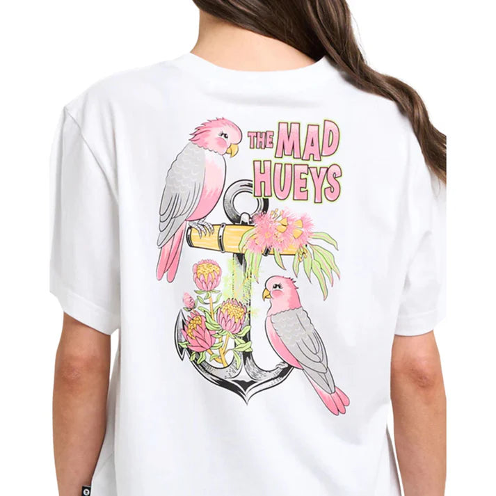 THE MAD HUEYS GALAH ANCHOR SS TEE WHITE