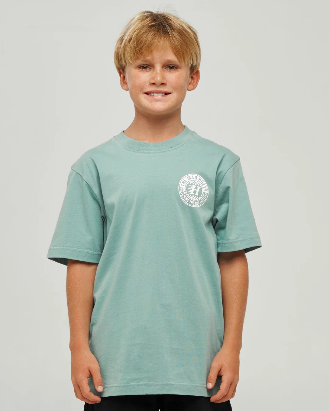 The Mad Hueys Checker Hueys Youth Short Sleeve Tee | Seafoam