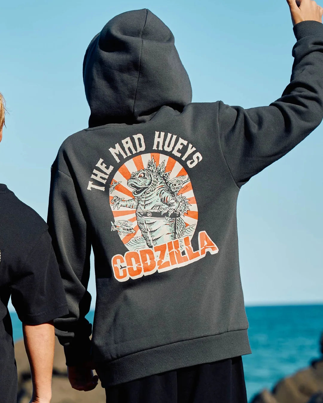 The Mad Hueys Codzilla Forever Youth Hooded Pullover | Vintage Black