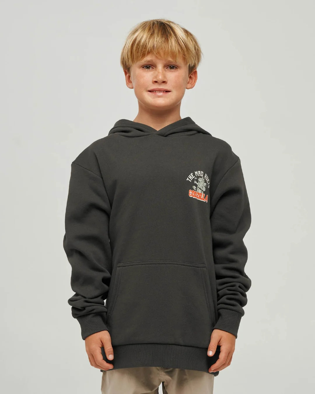 The Mad Hueys Codzilla Forever Youth Hooded Pullover | Vintage Black