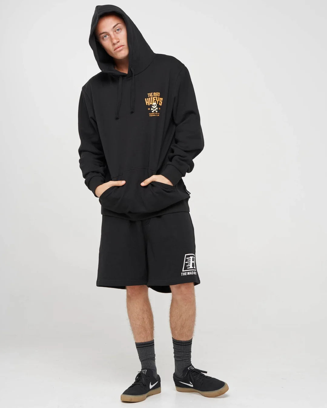The Mad Hueys Caught Fk Skull Hooded Pull Over | Black
