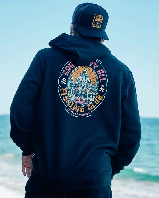 The Mad Hueys Caught Fk Skull Hooded Pull Over | Black