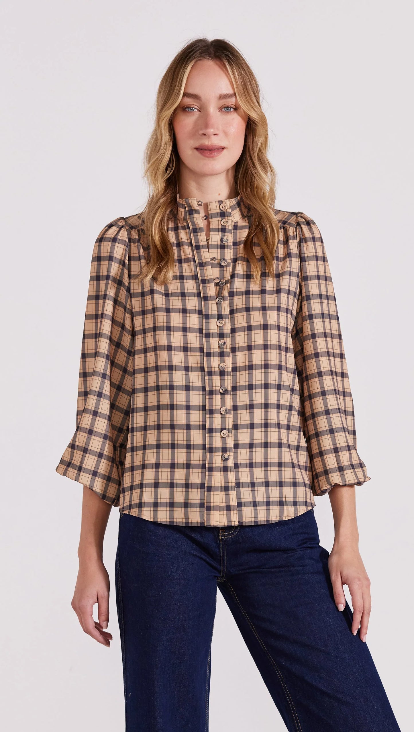 STAPLE THE LABEL HARPER BLOUSE PEACH/BLACK