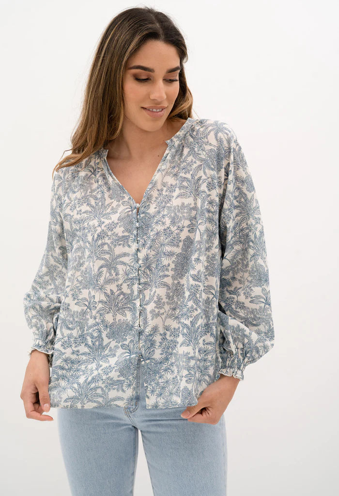 HUMIDITY CHI CHI ELYSIAN BLOUSE NAVY PRINT