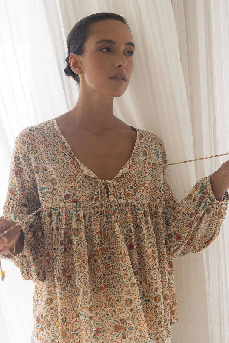 Humidity Lara Blouse | Almond Print