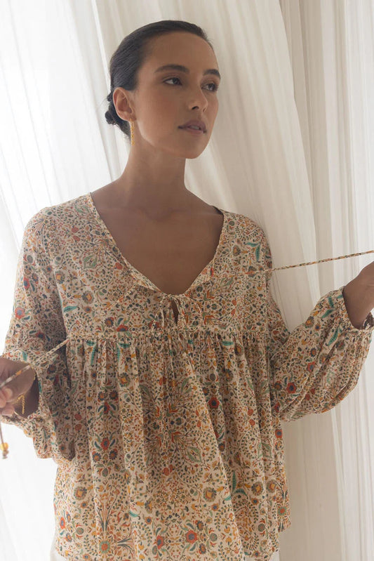 Humidity Lara Blouse | Almond Print