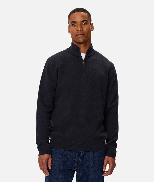 INDUSTRIE THE LAKEWOOD ZIP NECK DARK NAVY MELANGE