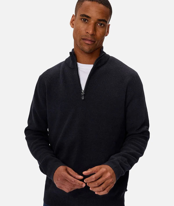 INDUSTRIE THE LAKEWOOD ZIP NECK DARK NAVY MELANGE