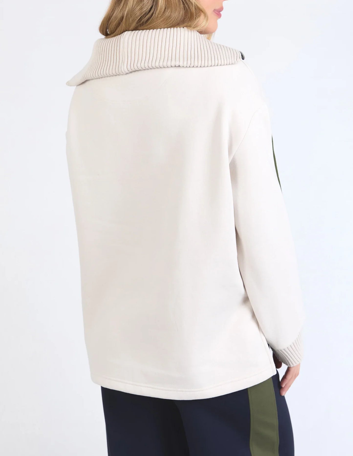 FOXWOOD KNIT COLLAR CREW BONE
