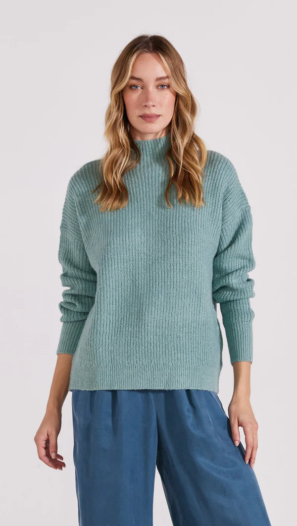 STAPLE THE LABEL LORENA RIB KNIT JUMPER SEAFOAM