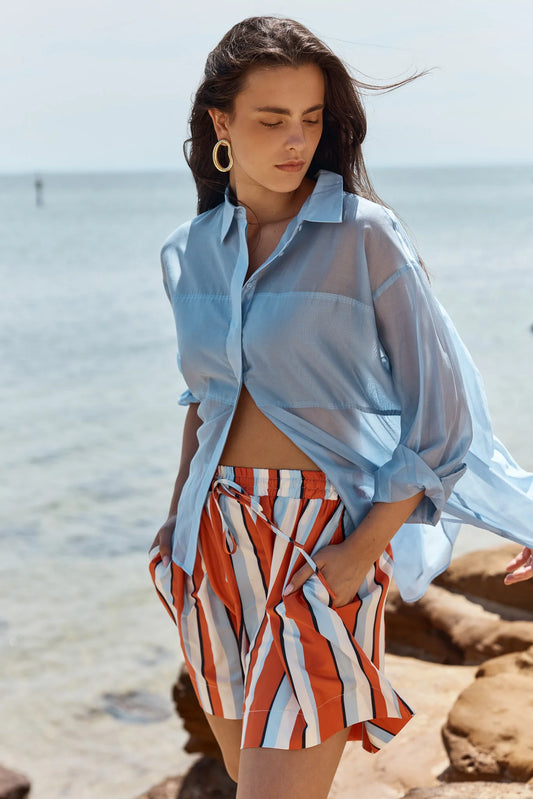 Sass Val Oversized Shirt | Pale Blue