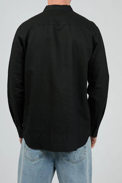 Silent Theory Linen Long Sleeve Shirt ll | Black