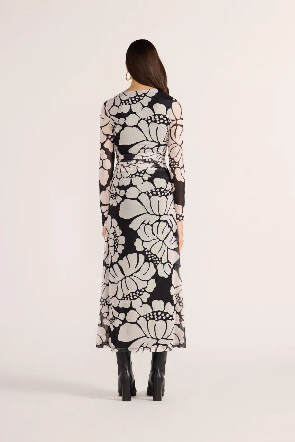 MINKPINK PERSEPHONE MESH MAXI DRESS BLACK FLORAL