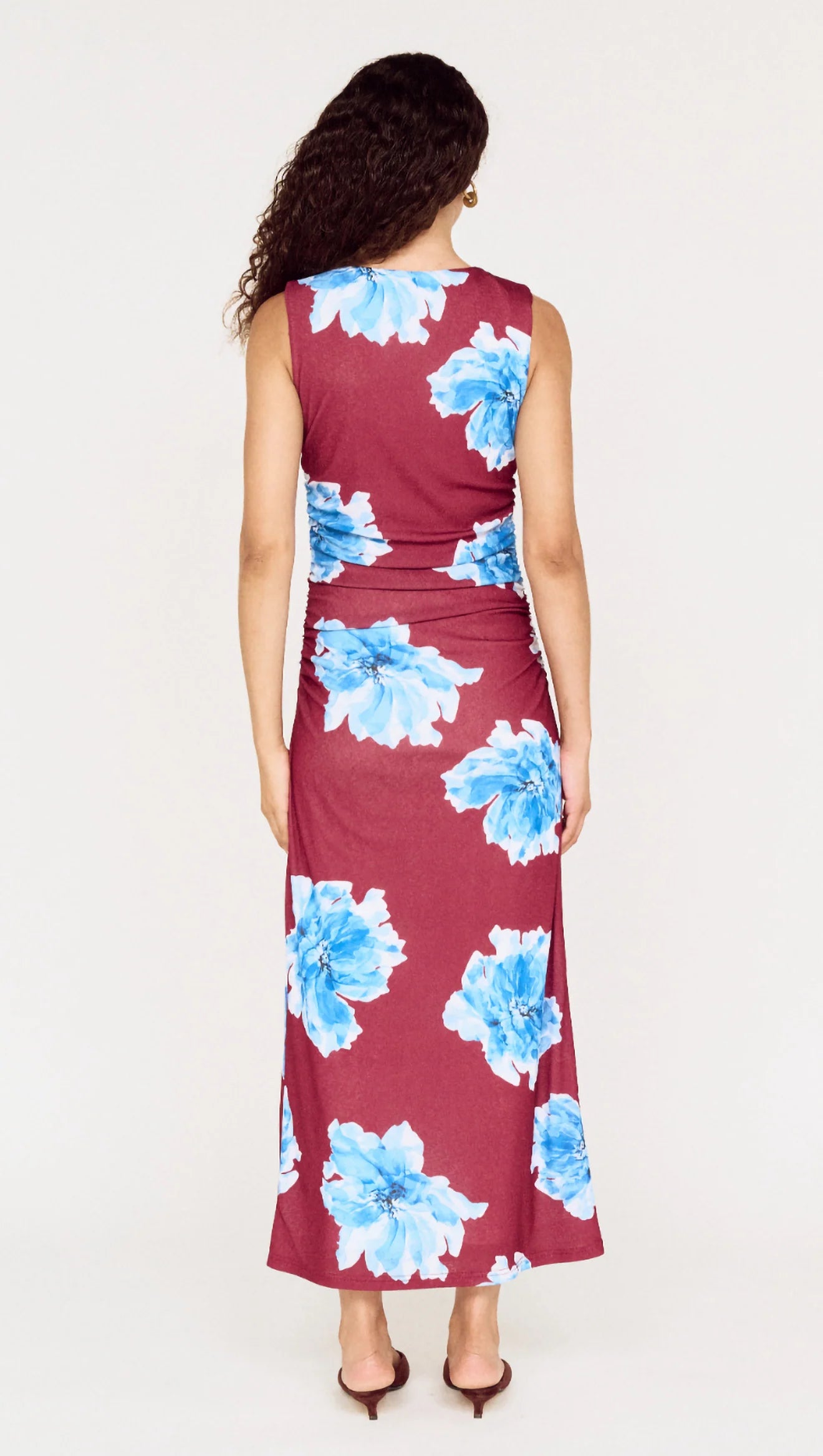 Mink Pink Fiorella Mesh Midi Dress | Wine/Blue Floral