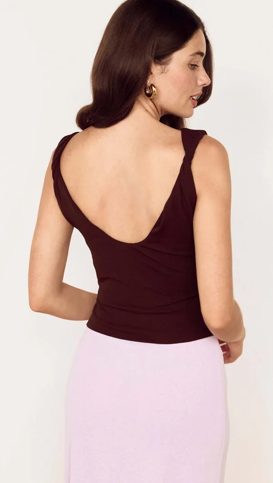 Mink Pink Aster Mesh Top | Chocolate