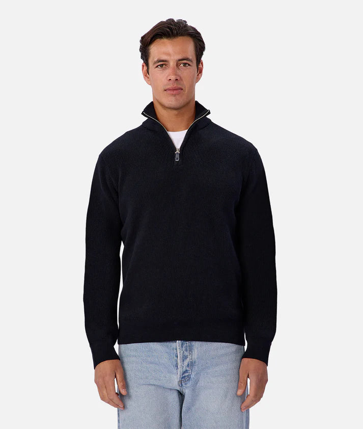Industrie The New England Zip Neck Knit | Naval