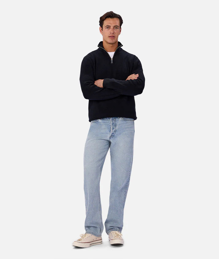 Industrie The New England Zip Neck Knit | Naval