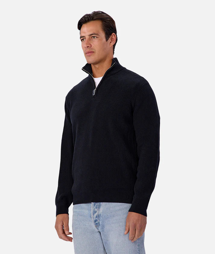 Industrie The New England Zip Neck Knit | Naval