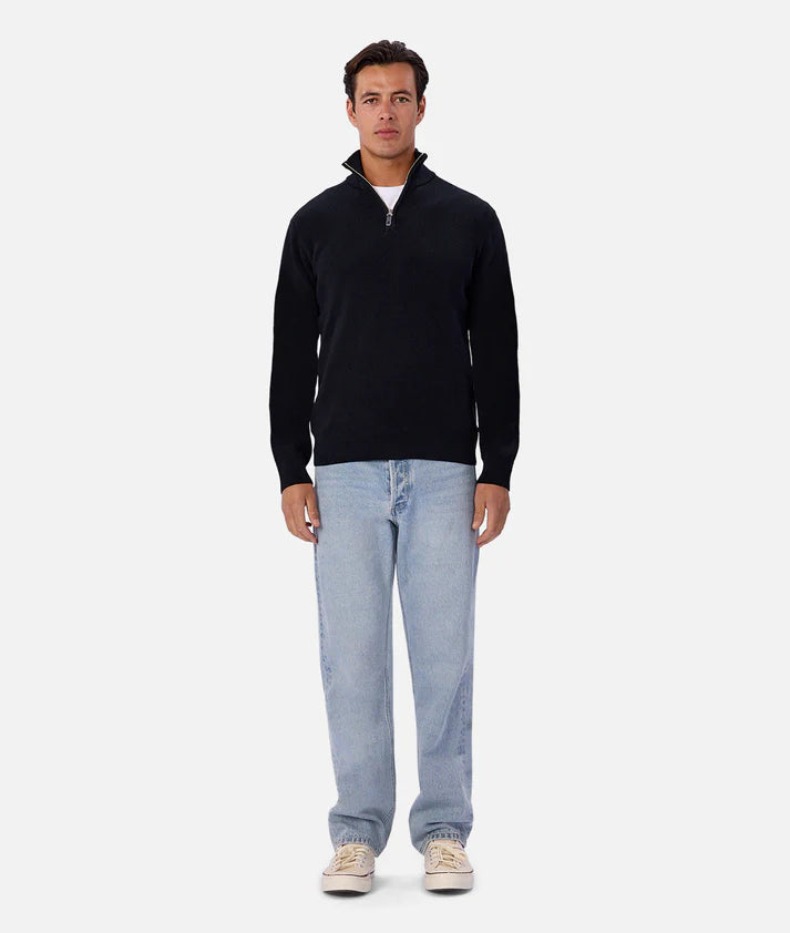 Industrie The New England Zip Neck Knit | Naval