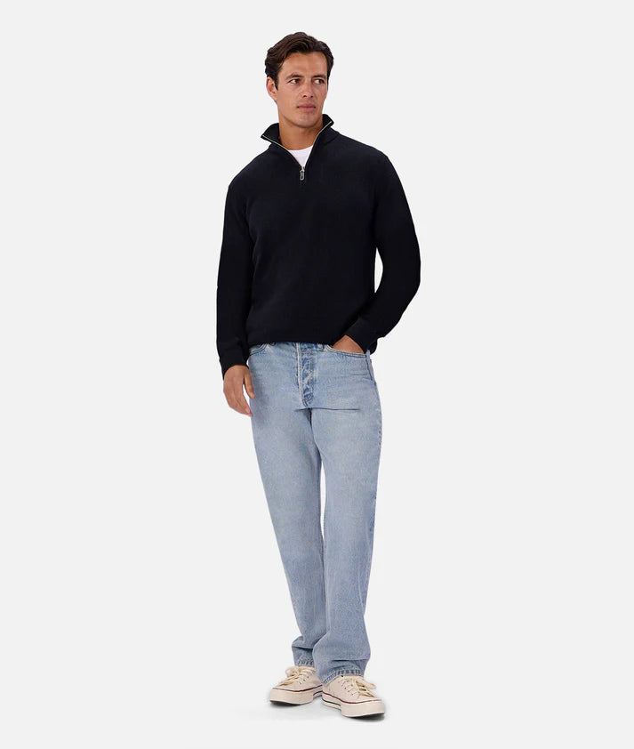 Industrie The New England Zip Neck Knit | Naval