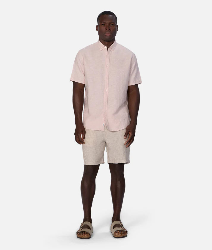 INDUSTRIE THE TENNYSON LINEN BLEND S/S SHIRT LT PINK