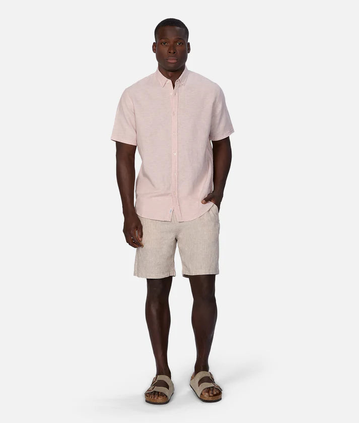 INDUSTRIE THE TENNYSON LINEN BLEND S/S SHIRT LT PINK