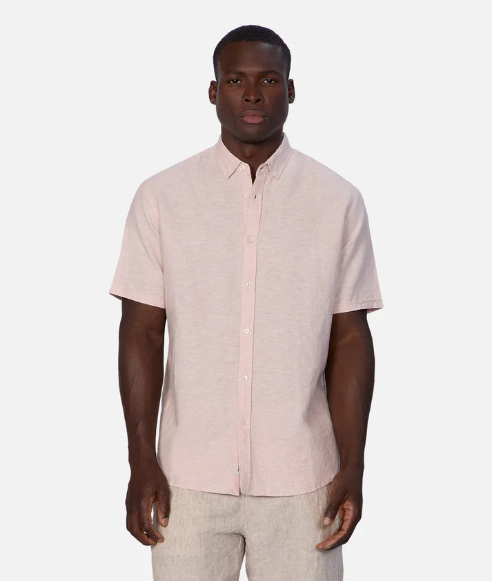 INDUSTRIE THE TENNYSON LINEN BLEND S/S SHIRT LT PINK