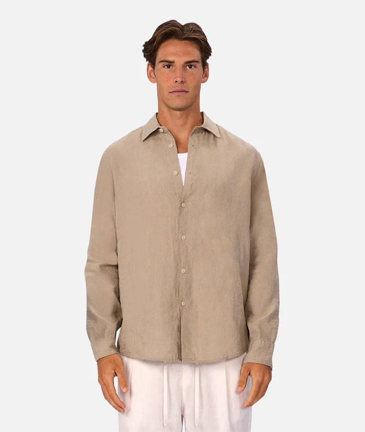 INDUSTRIE THE ST MARTINS L/S LINEN SHIRT FAWN