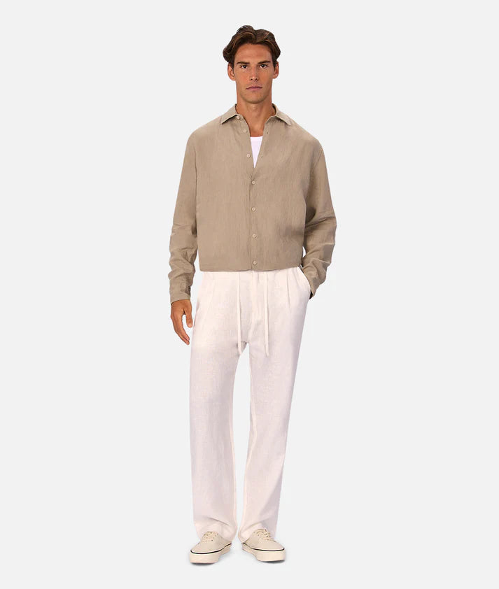 INDUSTRIE THE ST MARTINS L/S LINEN SHIRT FAWN