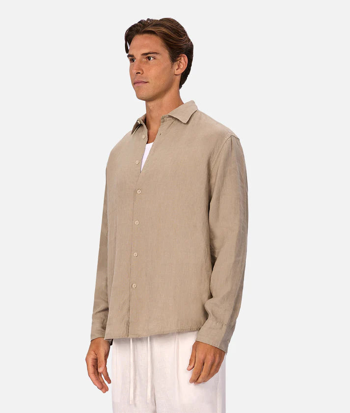 INDUSTRIE THE ST MARTINS L/S LINEN SHIRT FAWN