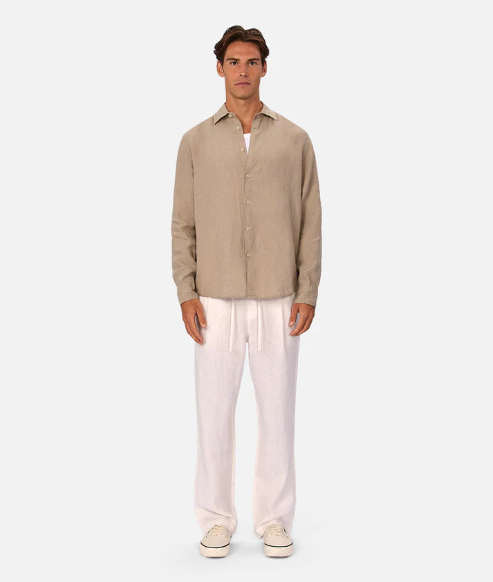 INDUSTRIE THE ST MARTINS L/S LINEN SHIRT FAWN