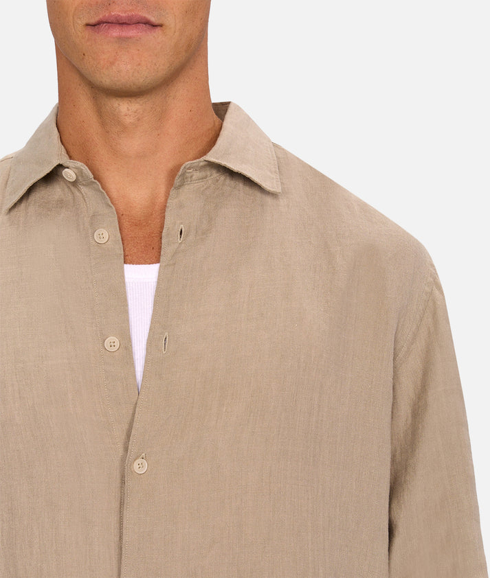 INDUSTRIE THE ST MARTINS L/S LINEN SHIRT FAWN