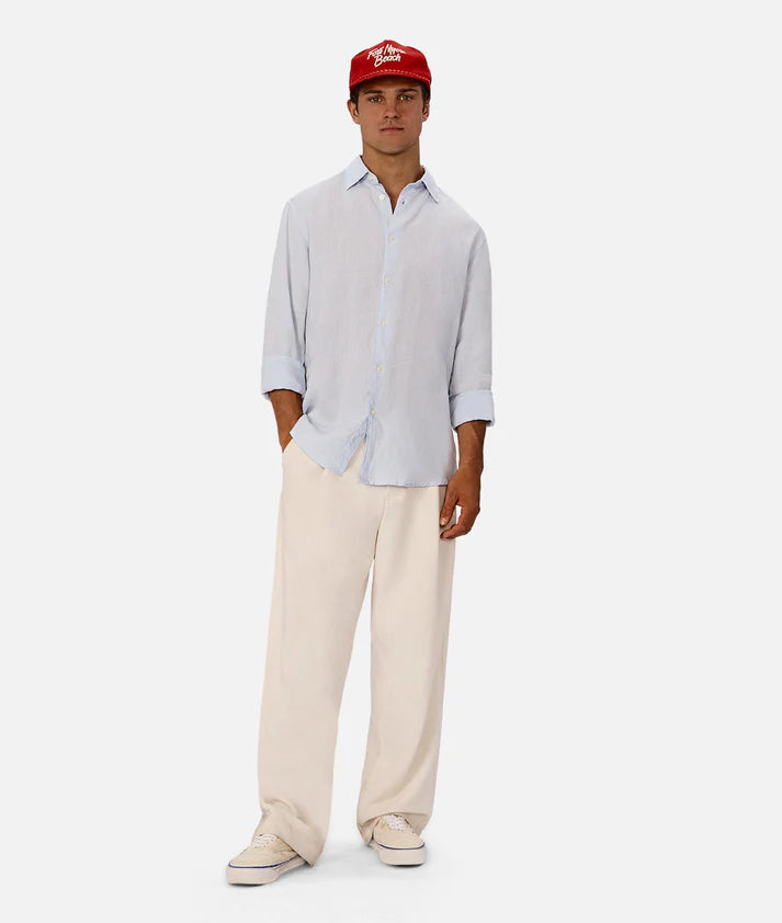 INDUSTRIE THE ST MARTINS L/S LINEN SHIRT POWDER BLUE