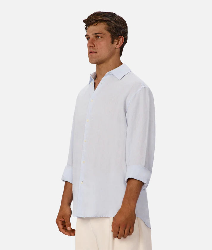 INDUSTRIE THE ST MARTINS L/S LINEN SHIRT POWDER BLUE