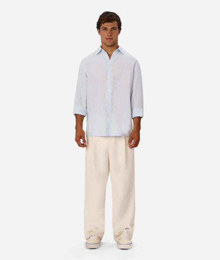 INDUSTRIE THE ST MARTINS L/S LINEN SHIRT POWDER BLUE