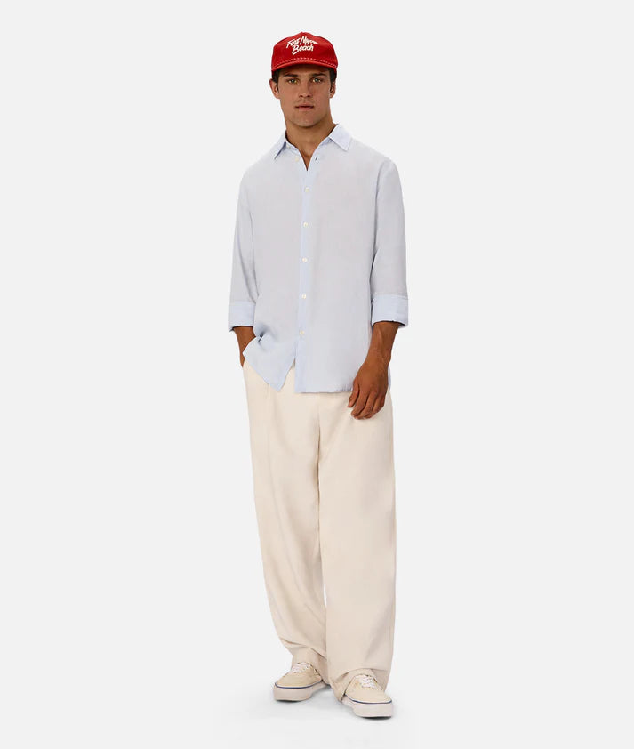 INDUSTRIE THE ST MARTINS L/S LINEN SHIRT POWDER BLUE