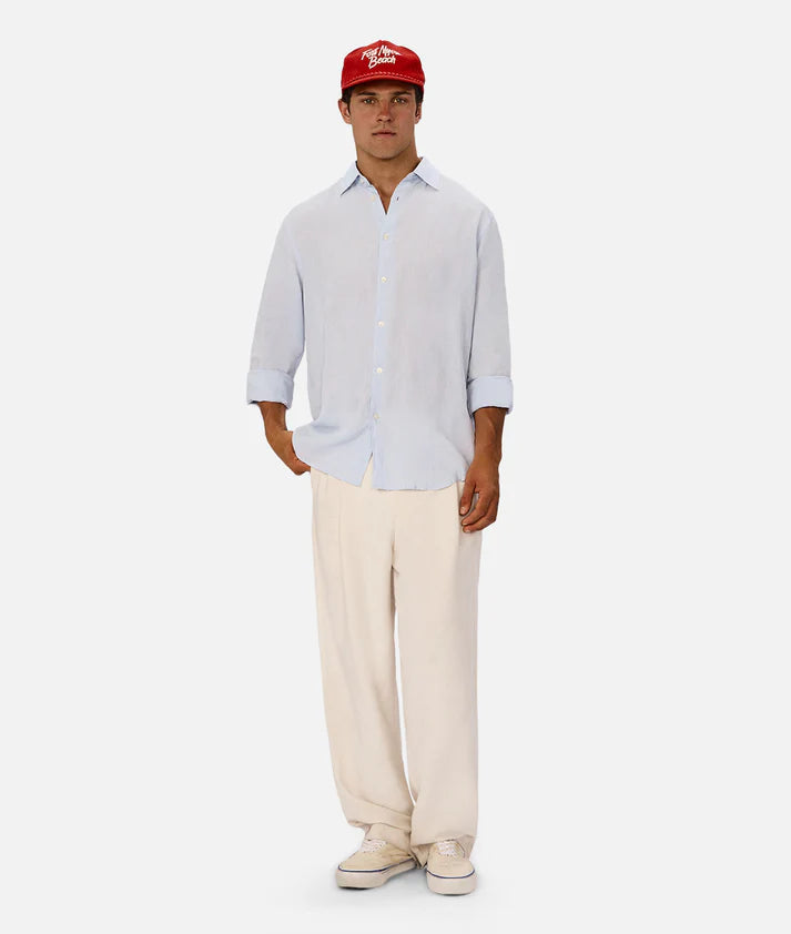 INDUSTRIE THE ST MARTINS L/S LINEN SHIRT POWDER BLUE