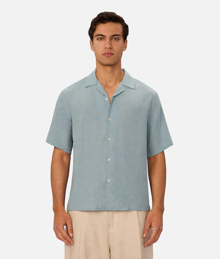 INDUSTRIE THE ST MARTIN S/S LINEN SHIRT MARINE