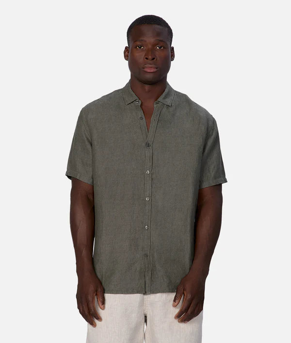 INDUSTRIE THE TRINIDAD LINEN BLEND SS SHIRT SHAMROCK