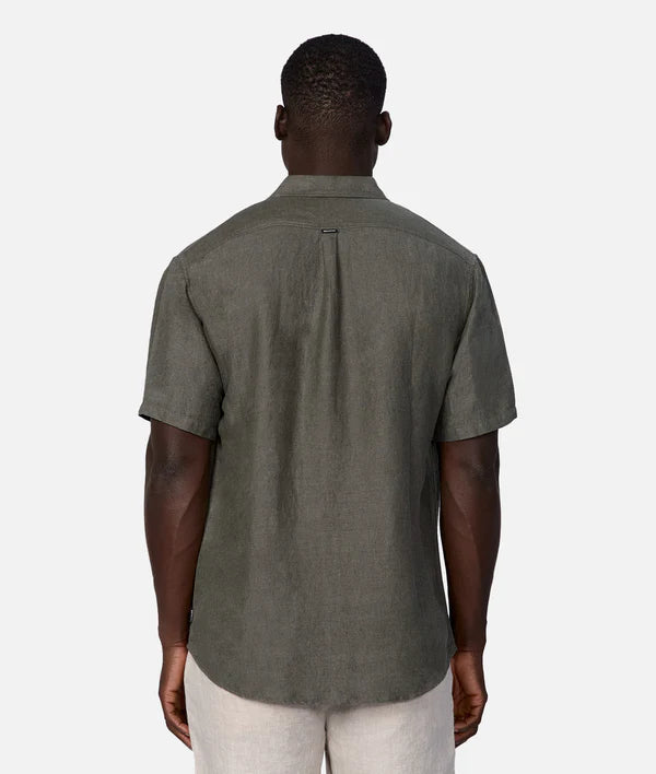 INDUSTRIE THE TRINIDAD LINEN BLEND SS SHIRT SHAMROCK