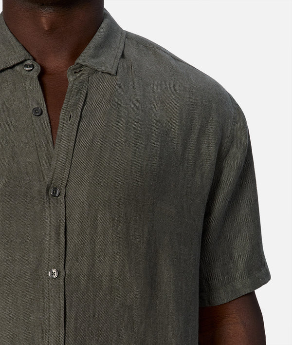 INDUSTRIE THE TRINIDAD LINEN BLEND SS SHIRT SHAMROCK