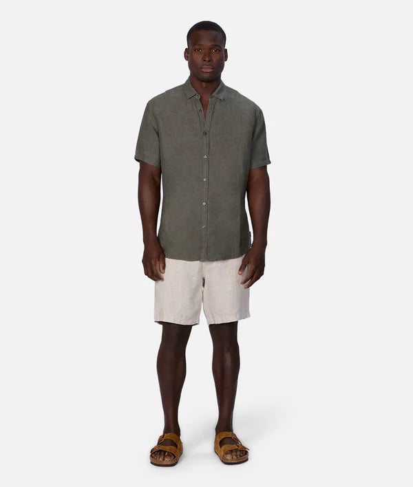 INDUSTRIE THE TRINIDAD LINEN BLEND SS SHIRT SHAMROCK