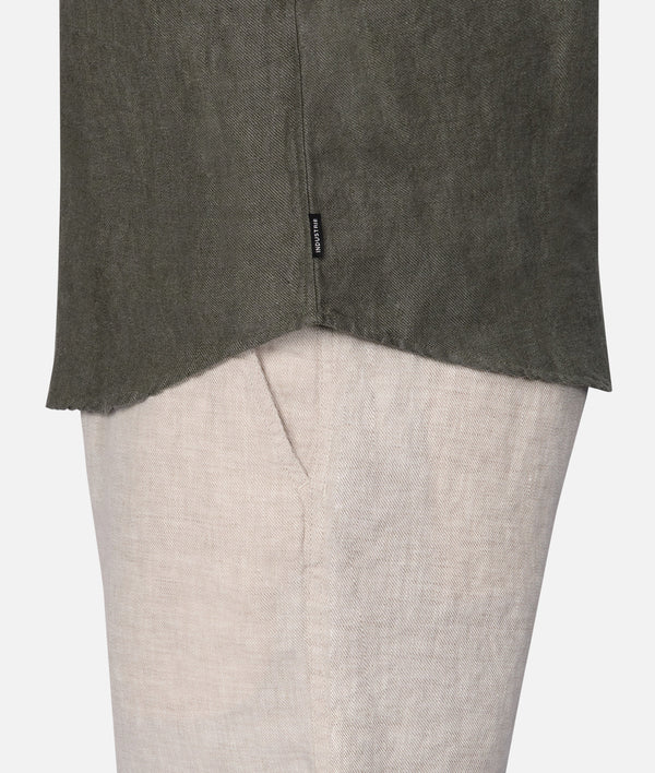 INDUSTRIE THE TRINIDAD LINEN BLEND SS SHIRT SHAMROCK