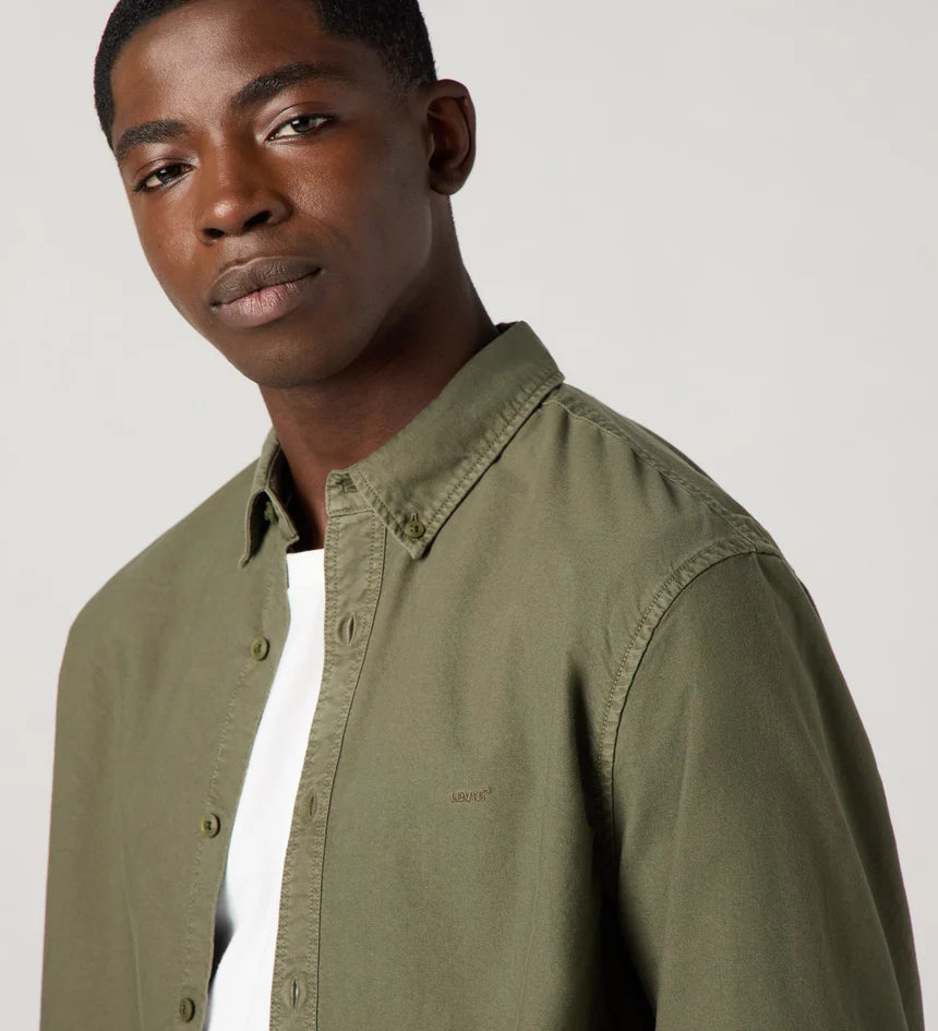 LEVIS AUTHENTIC BUTTON DOWN SHIRT CYCLE OLIVE GARMENT DYE