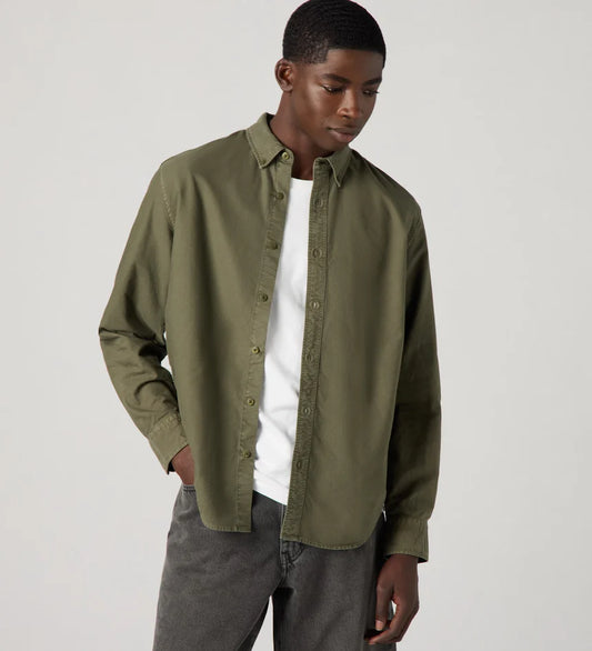 LEVIS AUTHENTIC BUTTON DOWN SHIRT CYCLE OLIVE GARMENT DYE
