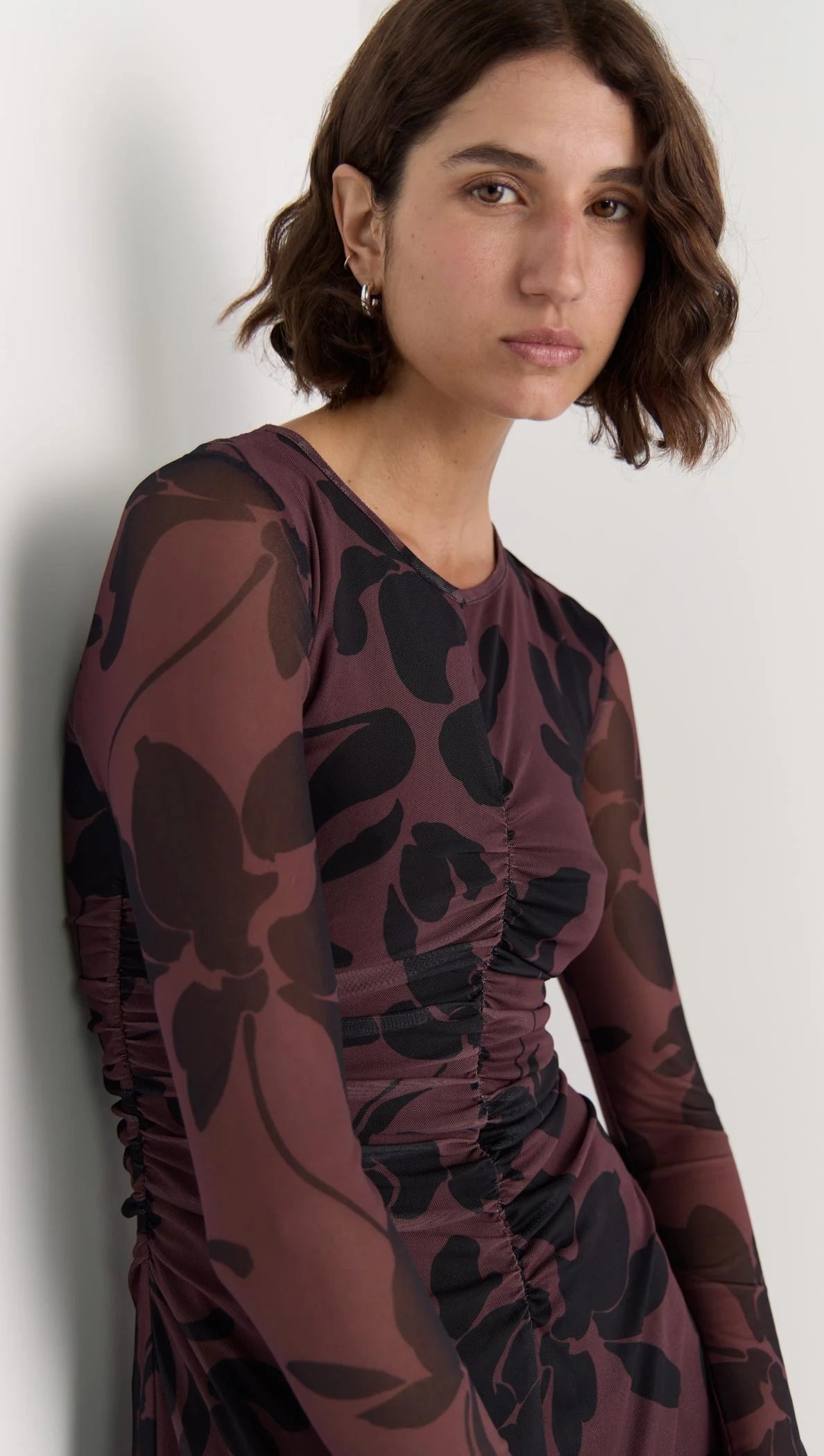 STAPLE THE LABEL OLINA MESH MAXI DRESS ABSTRACT FLORAL