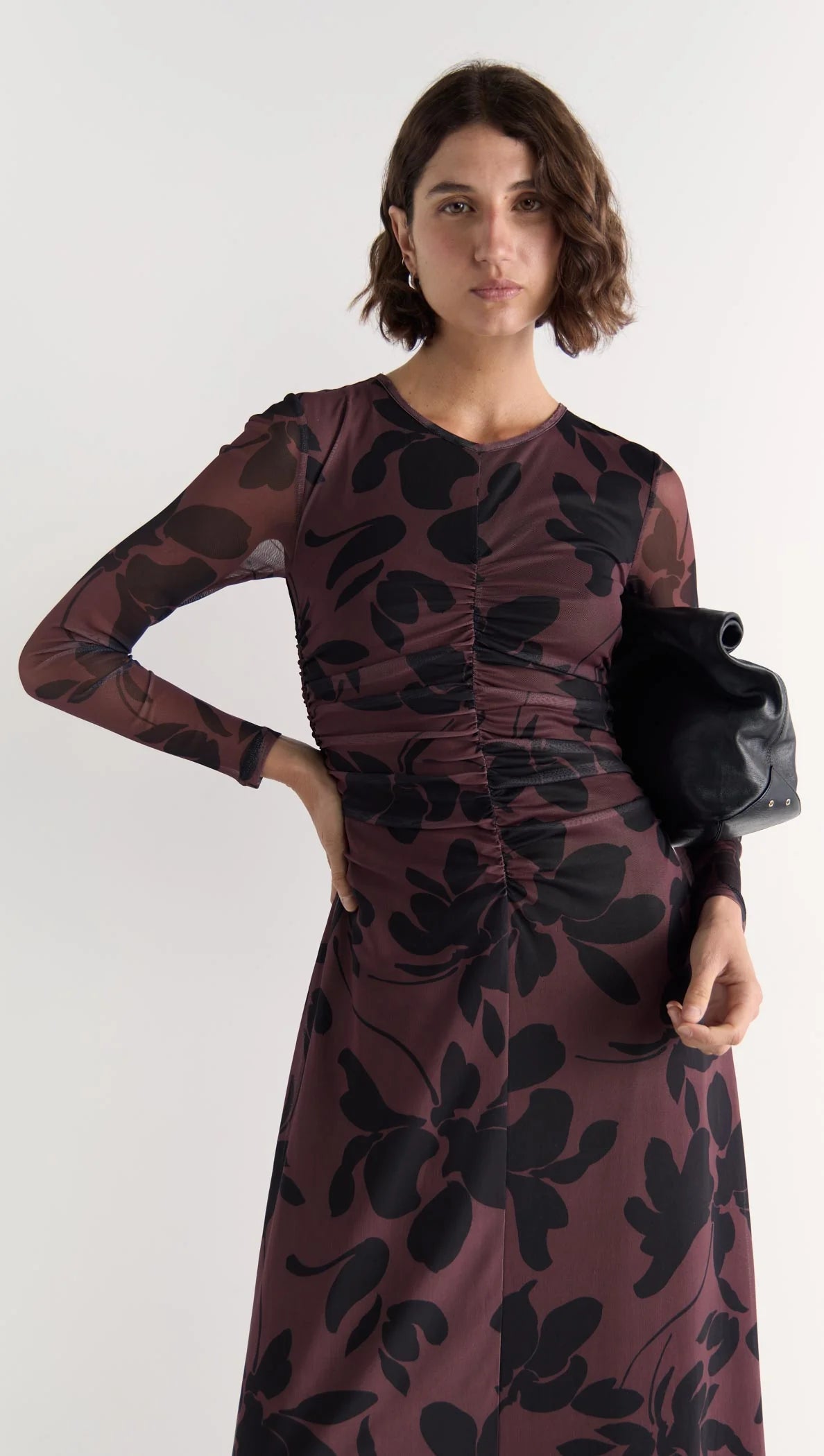 STAPLE THE LABEL OLINA MESH MAXI DRESS ABSTRACT FLORAL