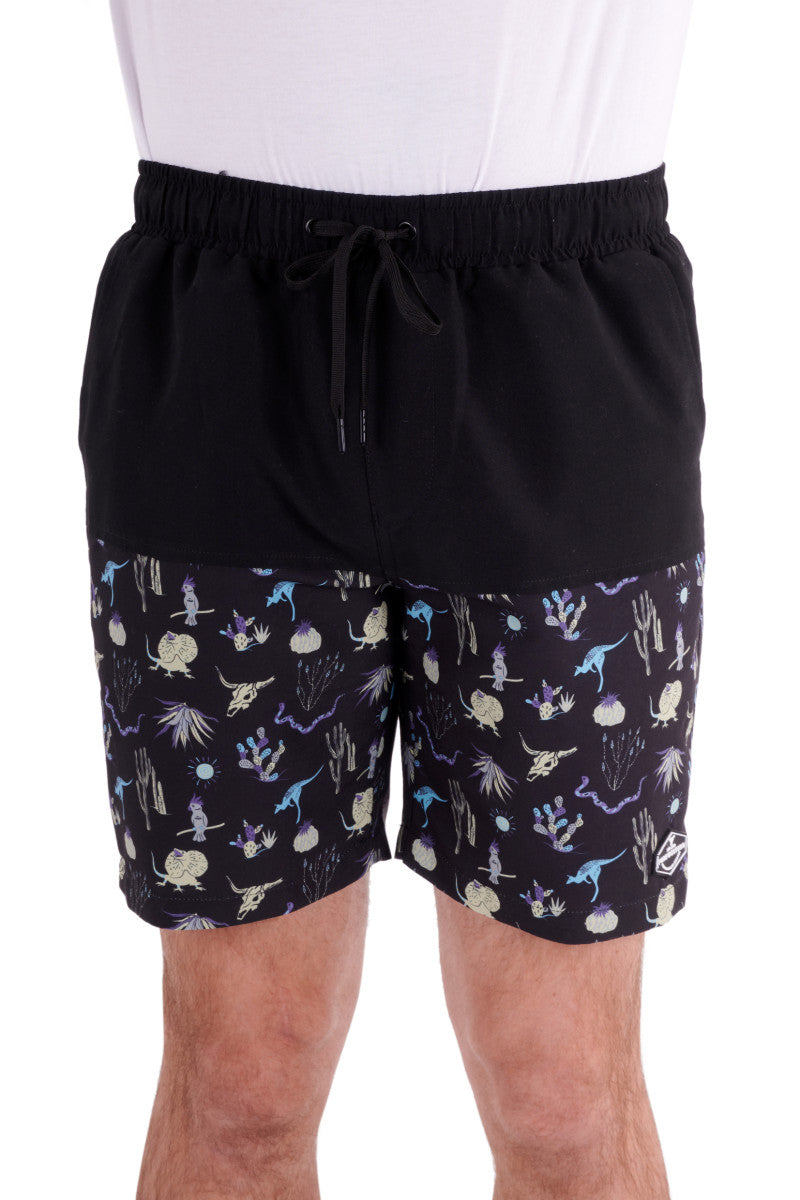 PURE WESTERN MENS BENNY BOARDSHORT BLACK/MULTI